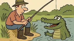 Dowcip: Do wędkarza podpływa krokodyl...