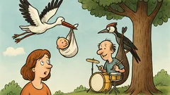 Dowcip: Dzieci przynosi bocian, a perkusistów dzięcioł