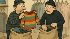 Dowcip: Dwaj złodzieje po włamaniu dyskutują o swetrze