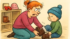 Dowcip: Przedszkolanka zakłada dziecku zimowe buty