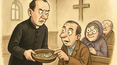 Dowcip: Ksiądz w małym kościółku narzeka na tacę