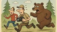 Dowcip: Fotograf spotyka niedźwiedzia w lesie...