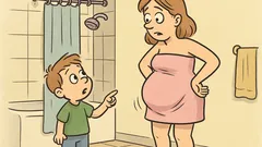 Dowcip: Szósty miesiąc ciąży, a syn pyta...