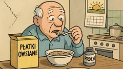 Dowcip: Facet je owsiankę z prochem