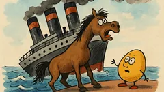 Dowcip: Koń i Żółtko na tonącym statku