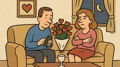 Dowcip: Mąż wraca z Walentynek bez kwiatów...