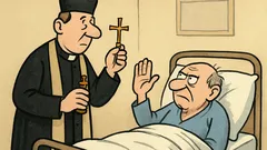 Dowcip: ksiądz do umierającego – wyrzeknij się