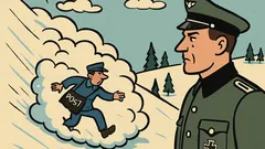 Dowcip: Stirlitz obserwuje kuriera z lawiną...