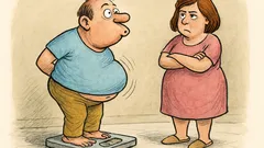 Dowcip: Mąż wchodzi na wagę i wciąga brzuch