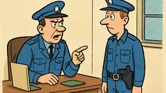 Dowcip: Nowy policjant bez pensji cztery miesiące