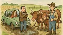 Dowcip: Mąż i żona wjeżdżają w błoto