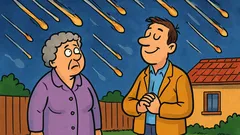 Dowcip: Zięć z teściową patrzą na meteoryty
