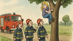 Dowcip: Strażacy zdejmują blondynkę z wysokiego drzewa