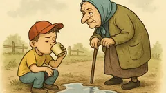 Dowcip: Siedzi se syneczek przy kałuży i pije