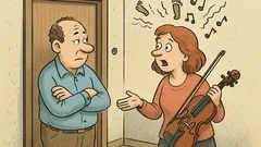 Dowcip: Lokatorzy tupią, a ona ćwiczy skrzypce