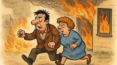 Dowcip: Pożar, a oni wychodzą razem...