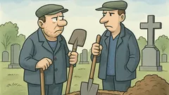 Dowcip: Grabarze rozmawiają o martwym sezonie