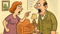 Dowcip: Awantura małżeńska, mąż krzyczy do żony