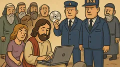 Dowcip: Jezus koduje w asemblerze na laptopie