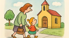 Dowcip: Matka z córką mija kościół…