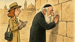 Dowcip: Dziennikarka patrzy na Ścianę Płaczu…