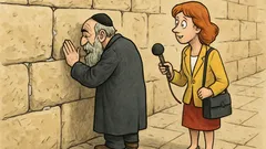 Dowcip: Dziennikarka pyta modlącego się przy Ścianie