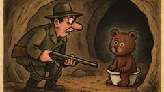 Dowcip: Myśliwy wpada do niedźwiedziej jaskini…