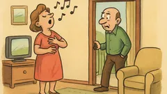 Dowcip: Żona śpiewa w domu, mąż ucieka