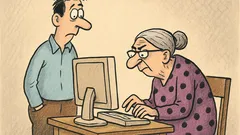 Dowcip: Zięć informatyk widzi teściową przy komputerze