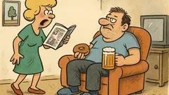 Dowcip: Żona zrywa się z fotela...